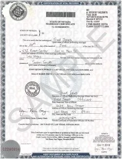 Sample of Certified Marriage Certifciate