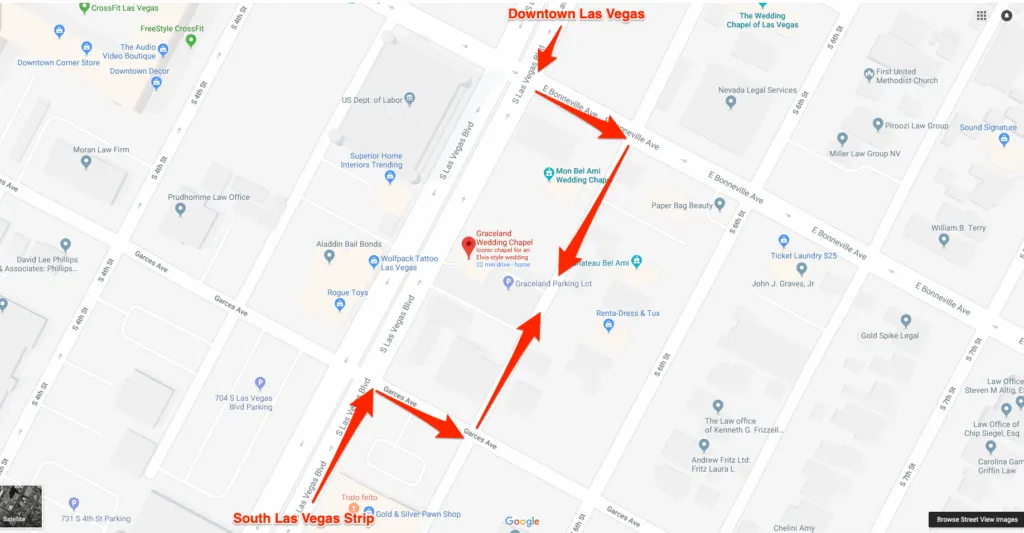 Graceland Wedding Chapel Parking